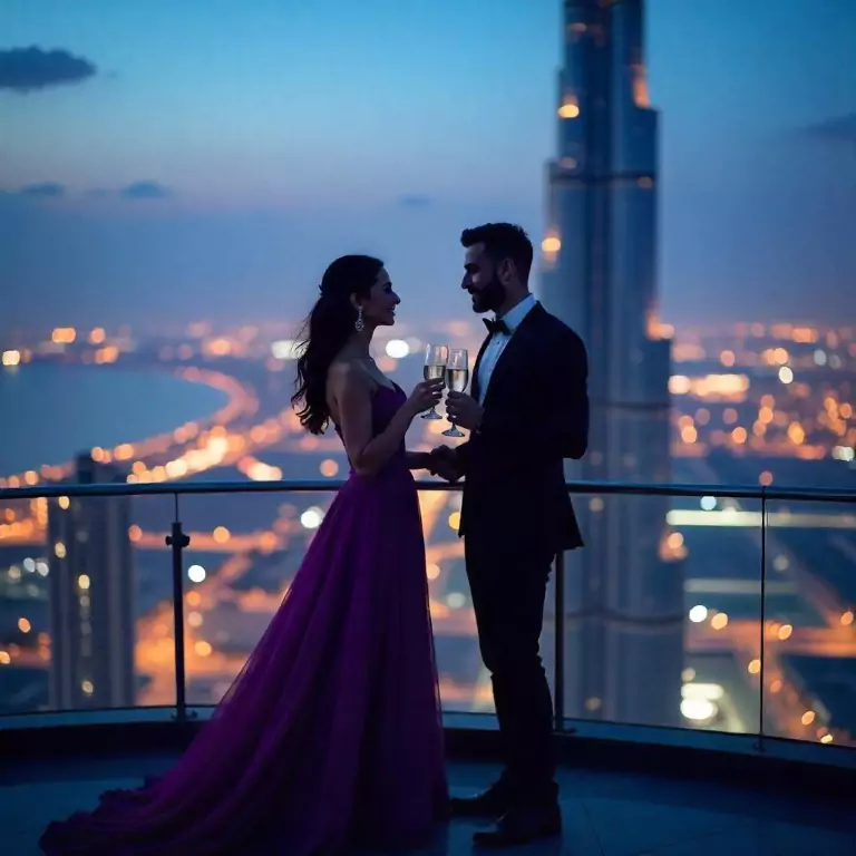 Rooftop date with Dubai skyline